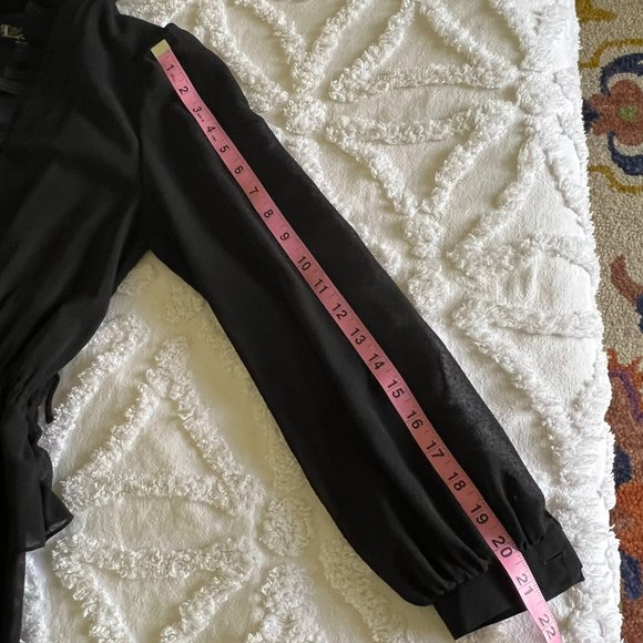 Japanese VINTAGE Goth Black LAMBALLE Long Sleeve Secretary Dress Small RARE - Picture 12 of 12